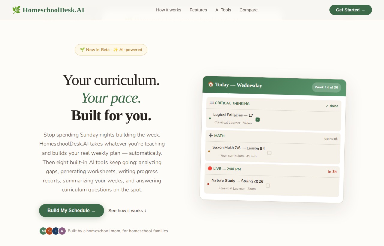 HomeschoolDesk.AI — an AI-built app by Onizuka Studio