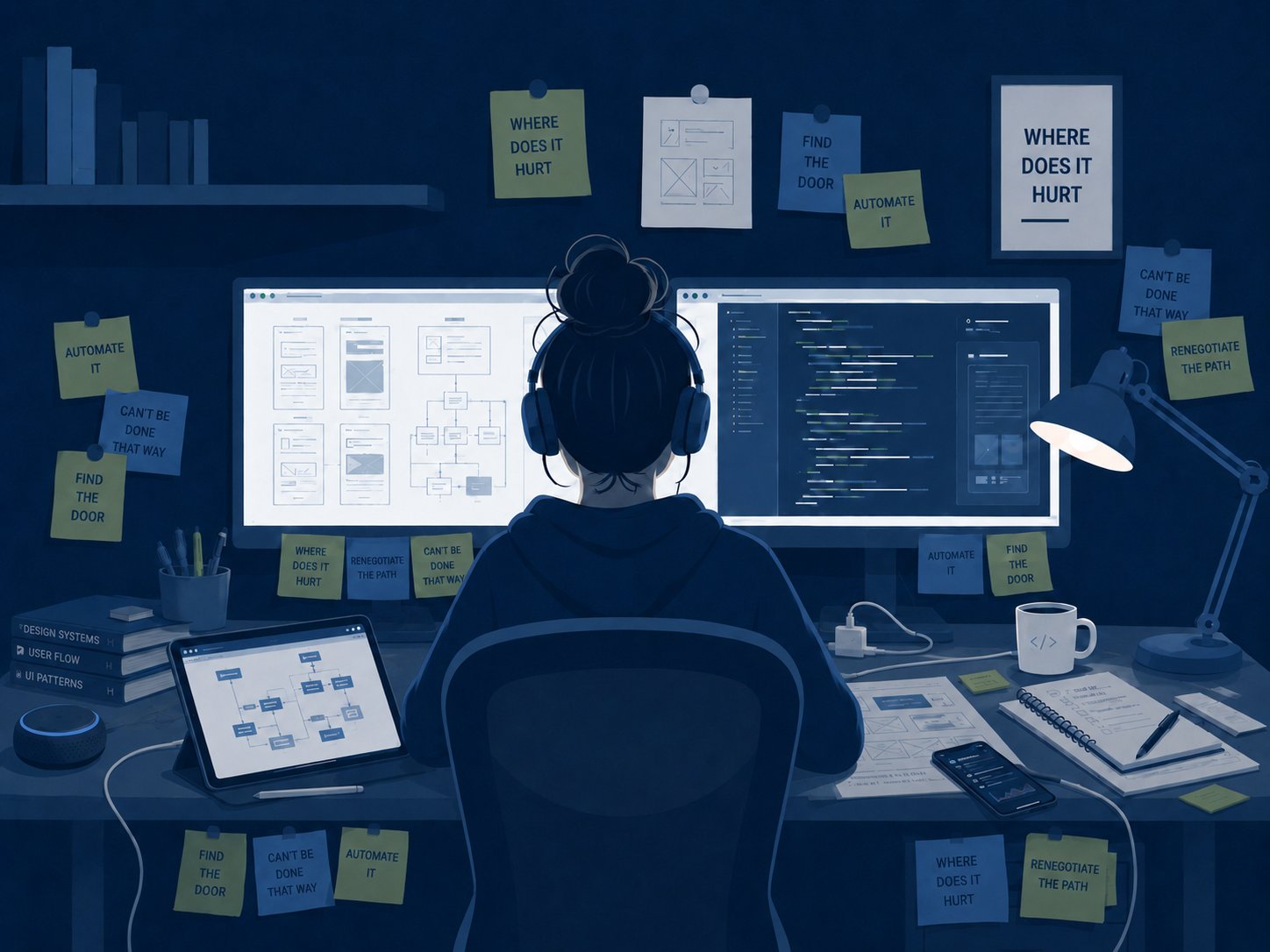 Michelle Onizuka &mdash; systems architect, deep in a build