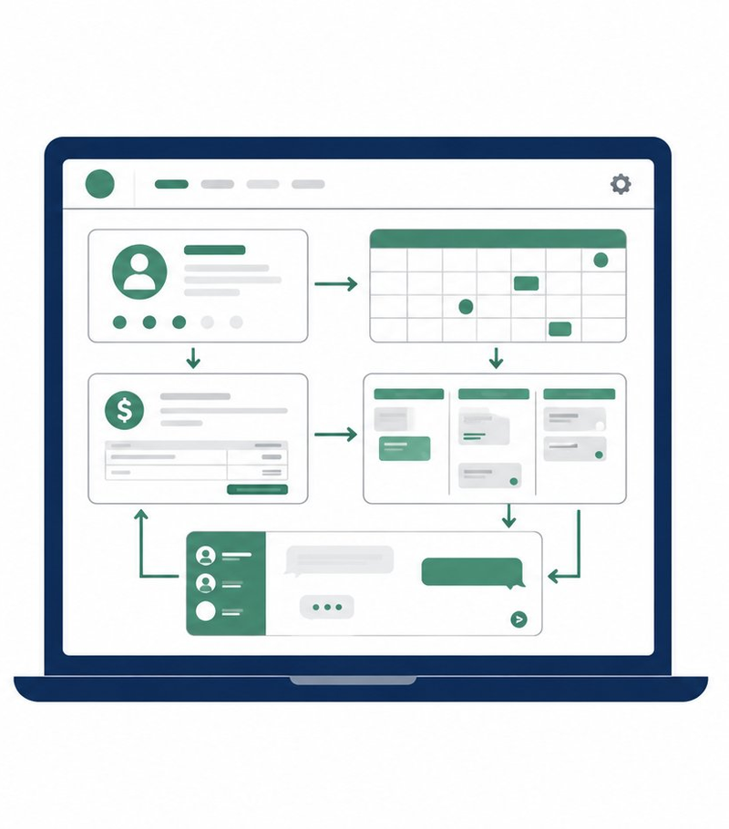 One unified laptop dashboard — connected operation