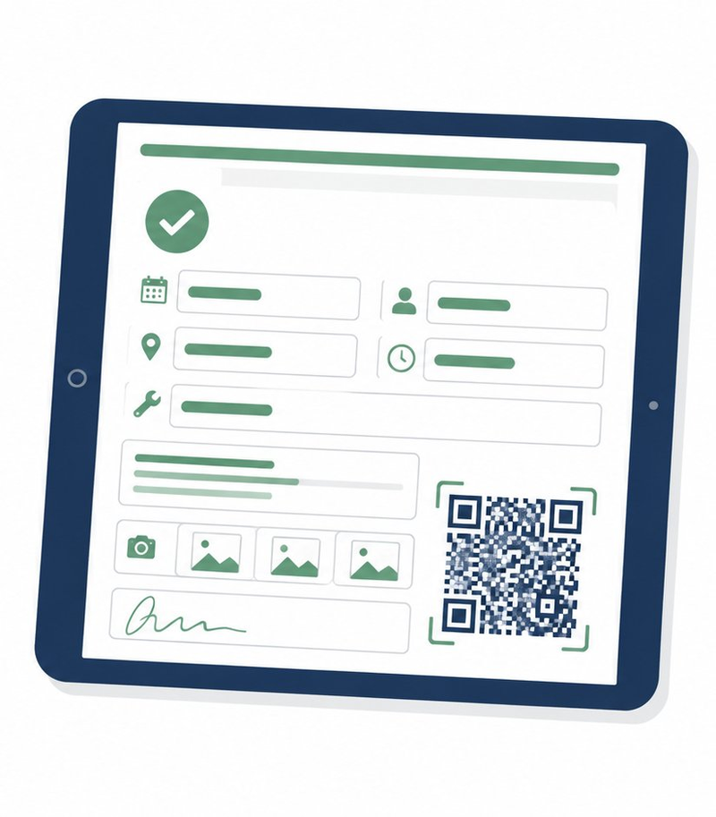 Digital tablet with job form and QR code — the new way