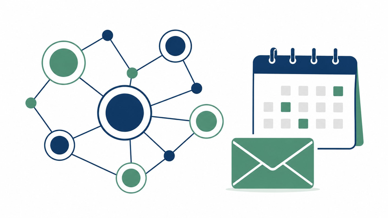 Community network calendar and communications illustration